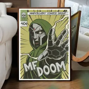 MF DOOM Music Poster, Home Decor, Music, Poster Print Room Decoration Ornaments Artistic Photo Wall wall decor posters challengers movie poster fine line poster spore prints evo poster Frames Glossy