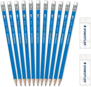 Staedtler STD13246C144 Norica Fine Pointed Wooden Pencils & Erasers Class Set, 144-Pack Office Stationery Writing & Correction Tools, Fine Pointed Pencils