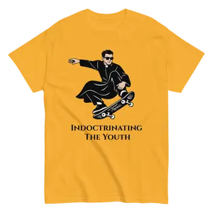 Indoctrinating The Youth — Skateboard Priest Graphic Tee