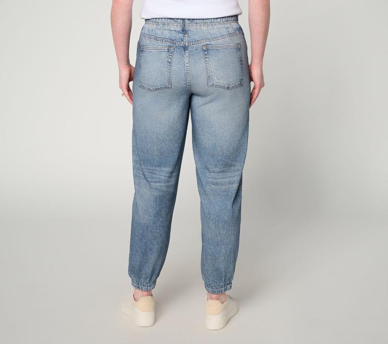 AnyBody Petite Printed Denim Effect French Terry Joggers