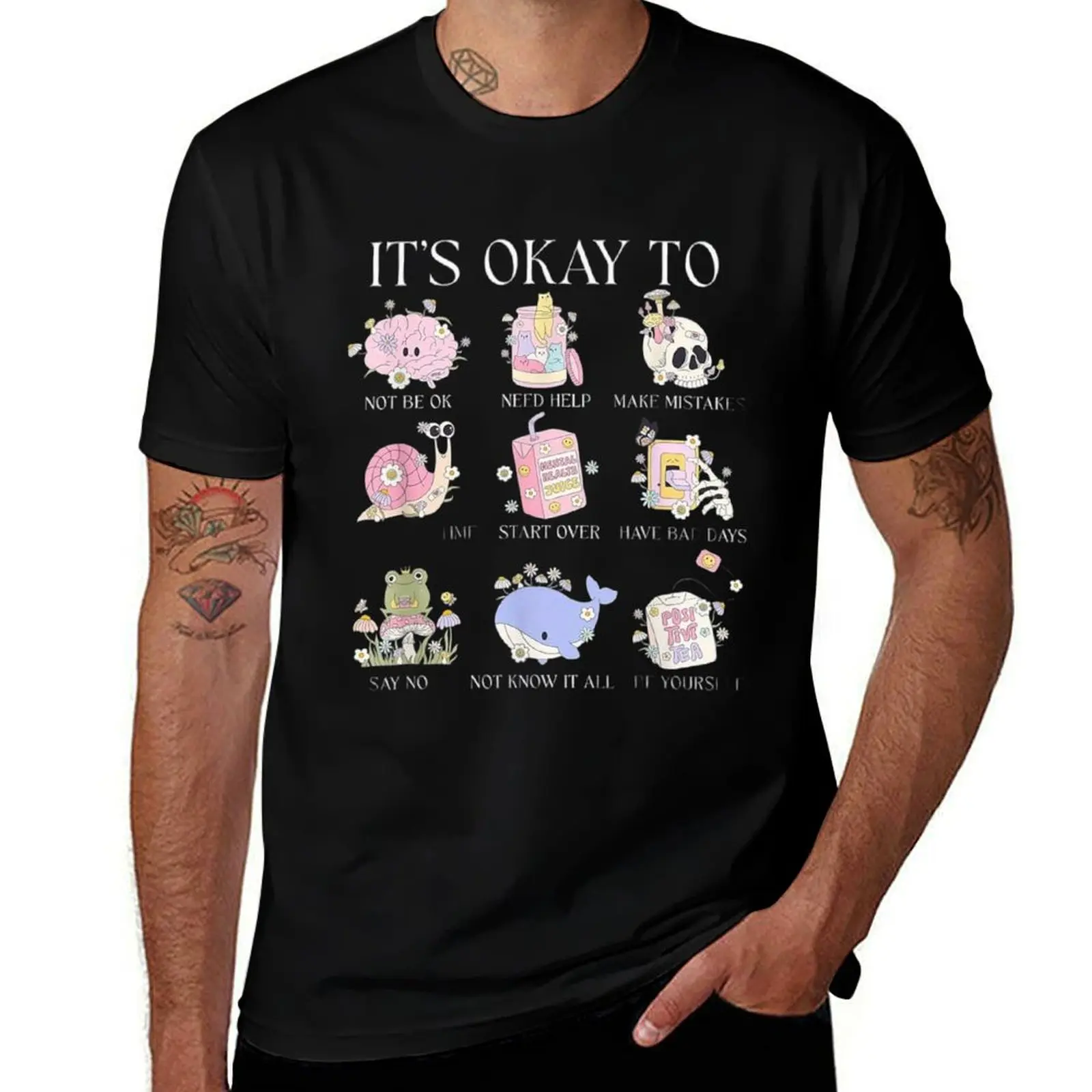 It'S Okay To Make Some Mistakes Mental Health Matters Mens T Shirts Cotton Short Sleeve T-Shirt Crew Neck Tees Casual Shirt