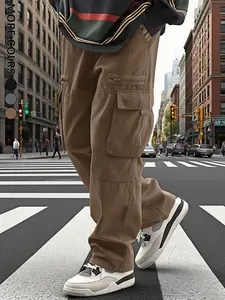 Men's Flap Pocket Cargo Loose fit Pants, Street Fashion Trousers for Daily Wear Men's Bottoms for All Seasons, Casual StreetStyle Clothing, Menswear, Clothe, Casual Streetwear Trousers, Casual Comfy Trousers