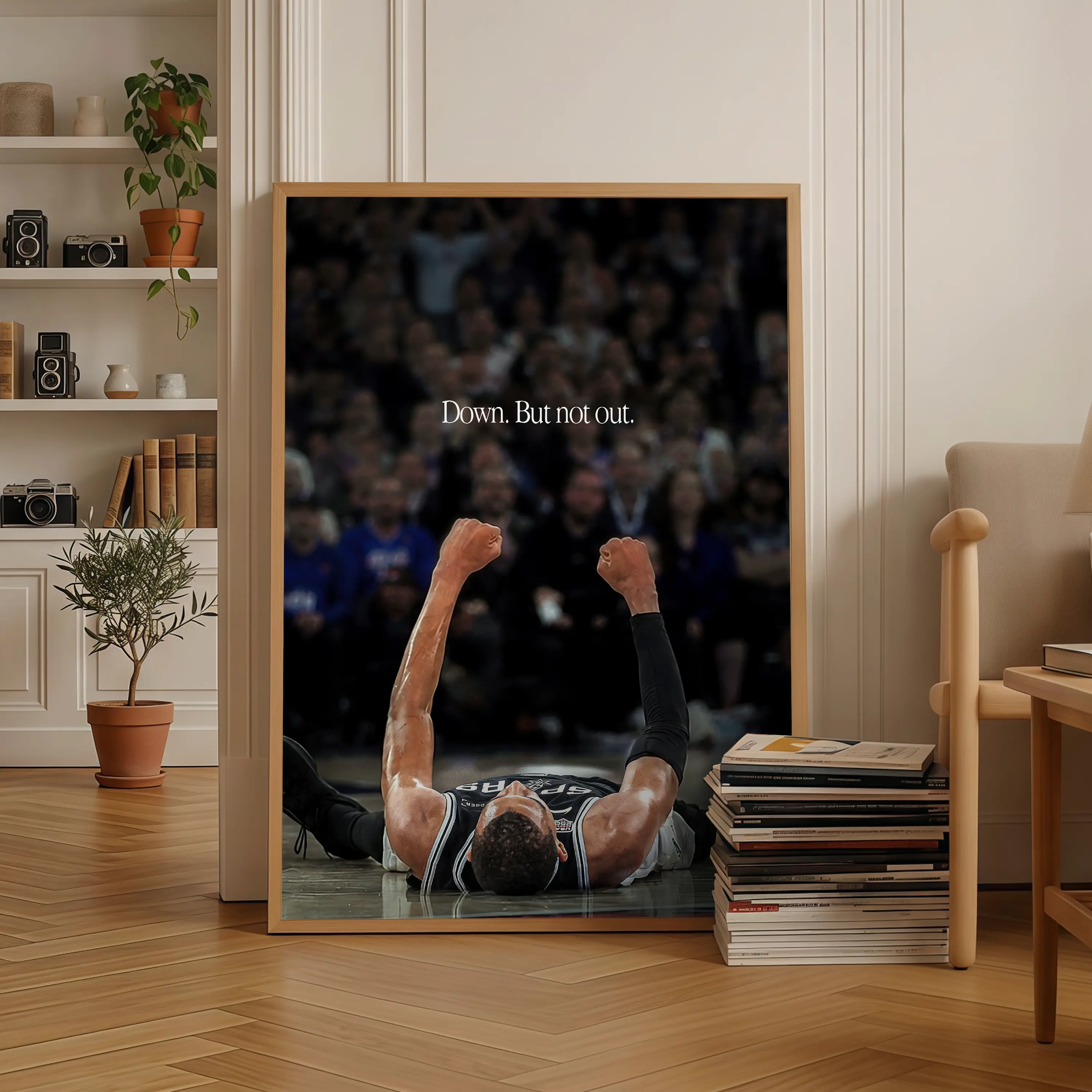 [NO FRAME] Down But Not Out Wemby Fan Poster ,Vintage Black & White Basketball Poster, Inspirational Sports Wall Art, Minimalist Athlete Room Decor, Modern Hoops Fan Gift, Framed Print Style