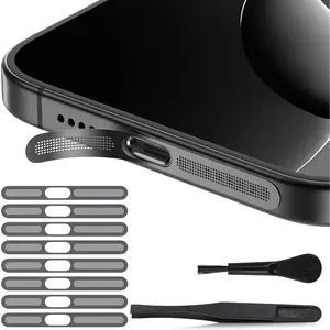 8 count  Speaker Dust Cover Compatible with  17,  16 Pro/ 16 Pro Max Earpiece Speaker Mesh Anti Dust Adhesive Sticker (Black)