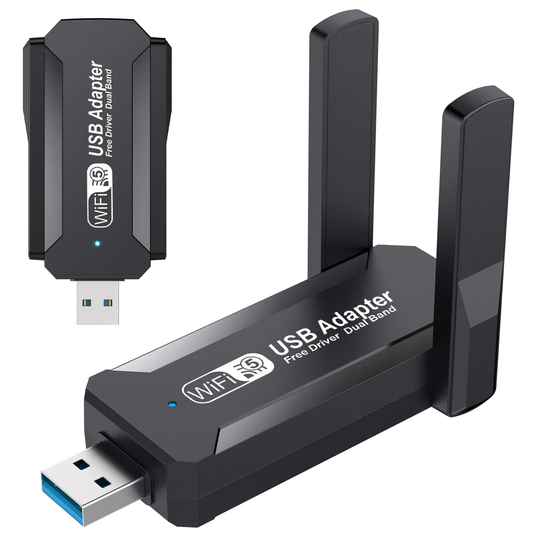 Dual Band USB WiFi Adapter 1200Mbps, 2.4G+5G, Driver-Free Plug and Play, High-Gain Dual External Antennas, Wireless Network Adapter for Desktop Laptop, Supports AP Mode