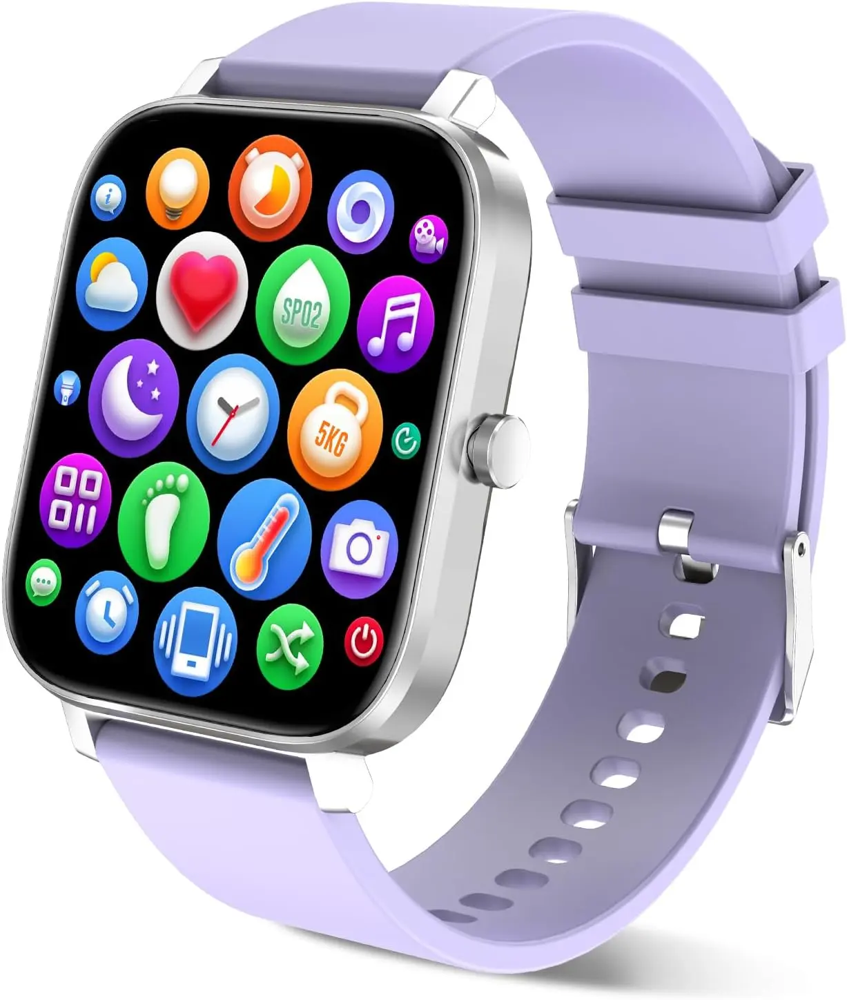Unisex Digital Smart Watch - 1.69in Touchscreen Fitness Tracker Smartwatch, IP68 Waterproof Sport Smartwatch with Heart Rate/Sleep Monitor, iOS/Android Compatible Bluetooth Wearable Device (Purple), Badminton, Men/Women