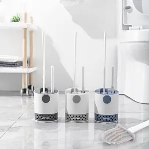 1 Set Of 2 Toilet Brushes And 1 Toilet Seat, Wall Mounted Toilet Brush, Silicone Soft Toilet Brush Head, Long Handle Toilet Brush, Multi-functional Household Brush, Bathroom Brush Cleaner, Cleaning Supplies, Cleaning Tool