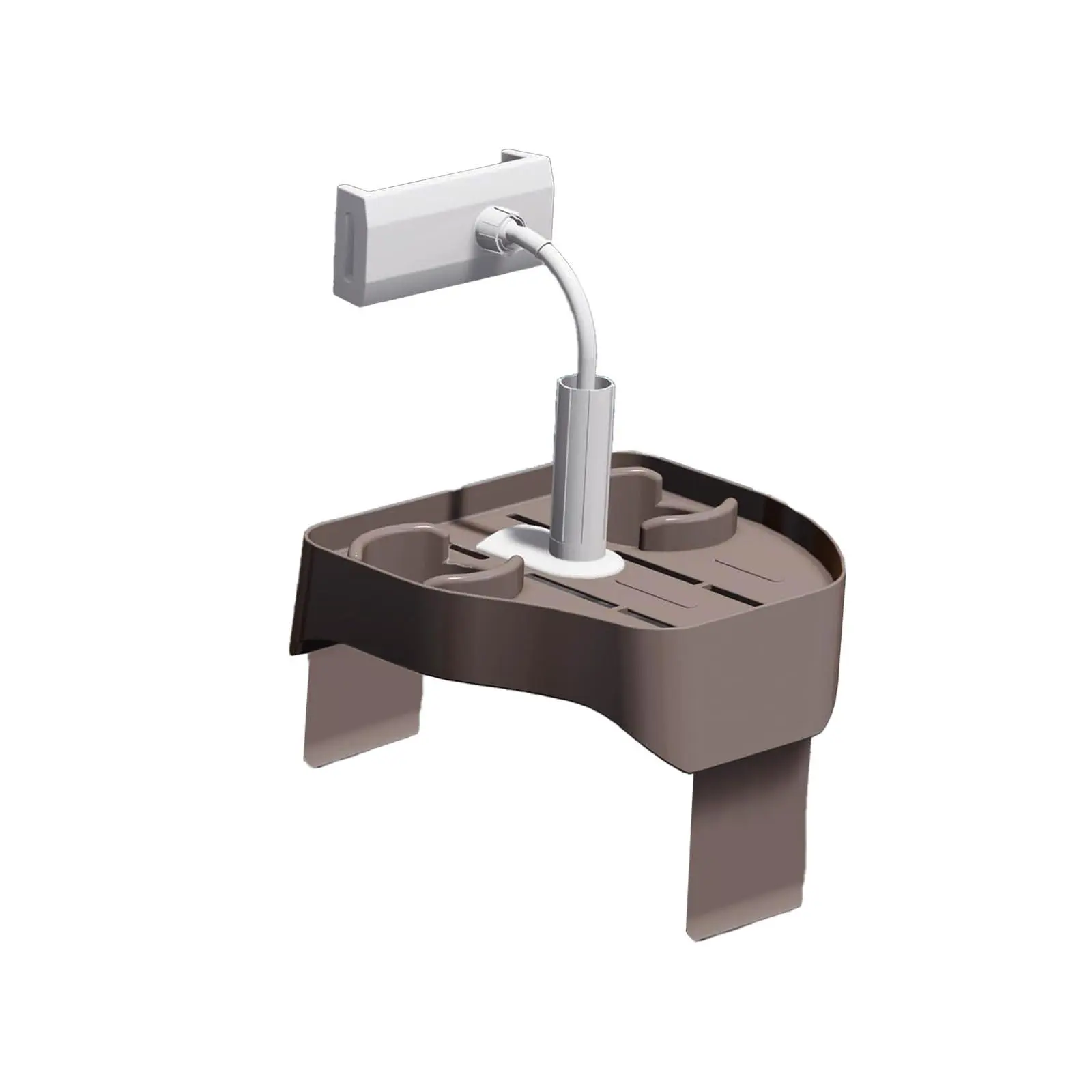 Garvee Adjustable Phone Holder Hot Tub Tray – Waterproof Spa Side Caddy Organizer – Non-Slip Poolside Drink & Snack Holder with 2 Cup Holders – Durable Accessory for twist tub, Brown/Gray, Cinnamon
