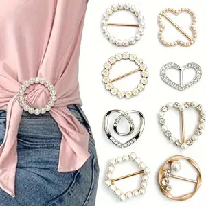 8 pc Cinch Clips Various Shapes and Styles | Multifunctional | For Clothing and Fabric | Accessories | Metal | Light Accessory Flower Brooch Drop Set Pins Beaded Heart