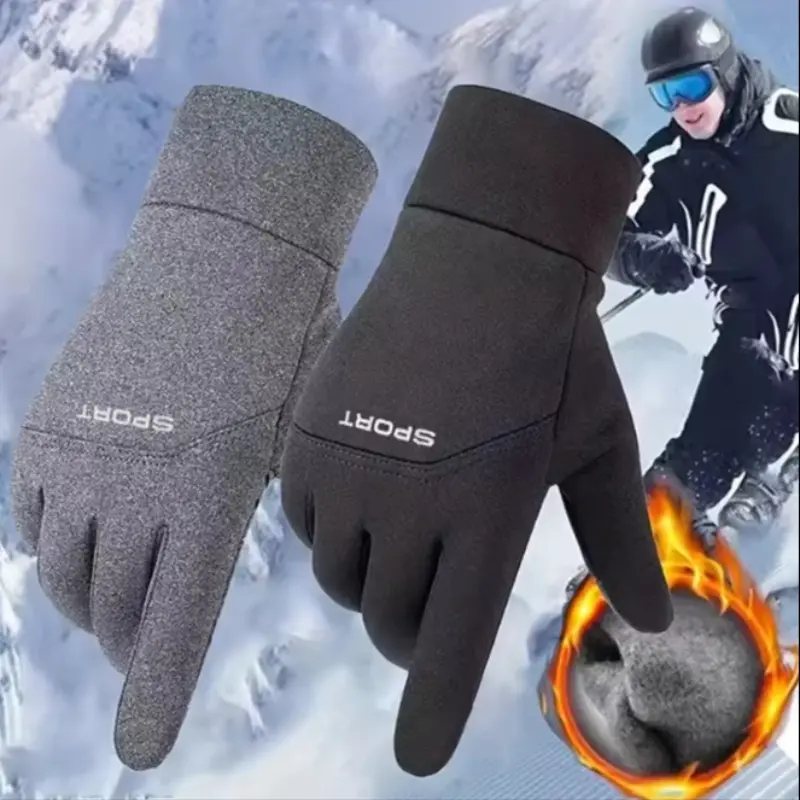 Premium Winter Men Women Warm Gloves Fleece Outdoor Sports Windproof Cold-Resistant Bicycle Skateboard Cycling Gloves Outdoor Activity Gloves