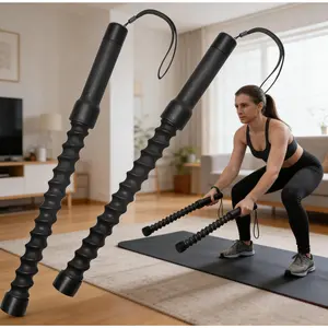 2pcs Cordless Combat Rope – Portable Fitness Shake Stick with Weighted Spring Resistance for Full‑Body Training, Home Gym, Travel & Outdoor Exercise, Compact 19.3-Inch Black Exercise Bar for Beginners and Daily Strength Training