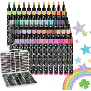 48 count Glitter Markers, Brush Tip Marker, Metallic Sparkle Water Based Markers for Cards, DIY Crafts, Doodle, Writing, Art Supplies Scrapbooking