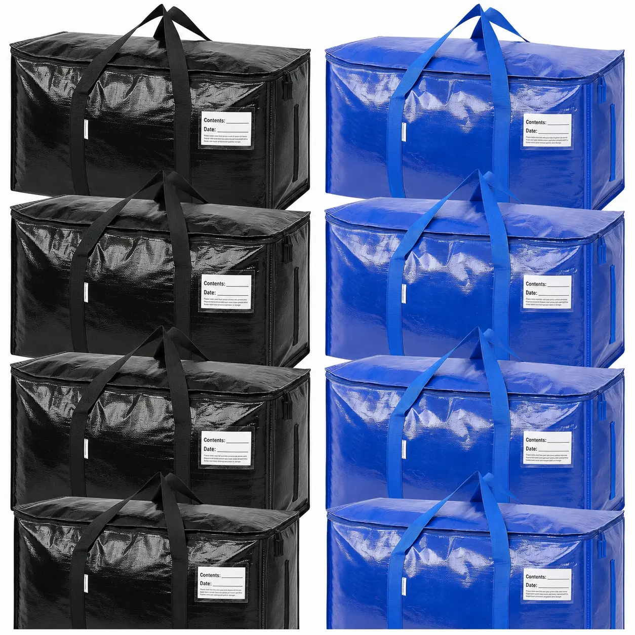 8 Pack Extra Large Heavy Duty Moving Bags, Durable Storage Totes with Reinforced Handles & Strong Zipper, Foldable Packing Bags for Clothes, Blankets, Bedding, College Dorm Move-In, Apartment Moving, Travel, ClosetOrganization& Home Storage，Back to School