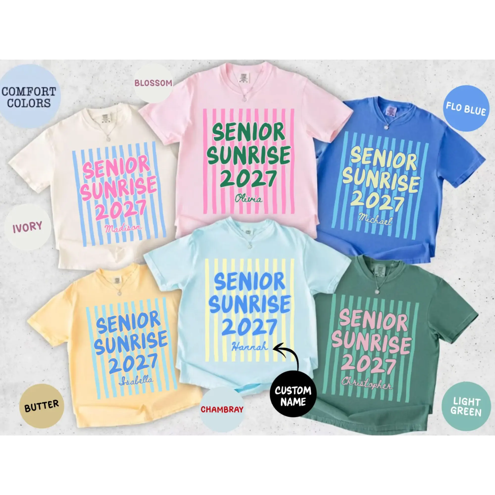 [Note/DM Info] Comfort Colors Senior 2027 Custom Name TShirt, Class of 2027 Tee, Personalized Graduation Shirt, Senior 2027 Shirt, Graduation Shirt