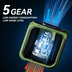 16000RPM 10000mAh Wearable Waist Fan - 5 Speed Adjustable Hands-Free Cooling Fan with LED Light, 40H Long Battery Life for Outdoor, Jobsite, Travel, Cycling, Sports