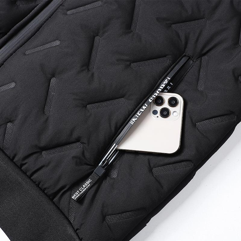 2026 New Hooded Cotton Jacket Men's Winter Fleece Lined Warm Coat Ultrasonic Cotton Toothbrush Design