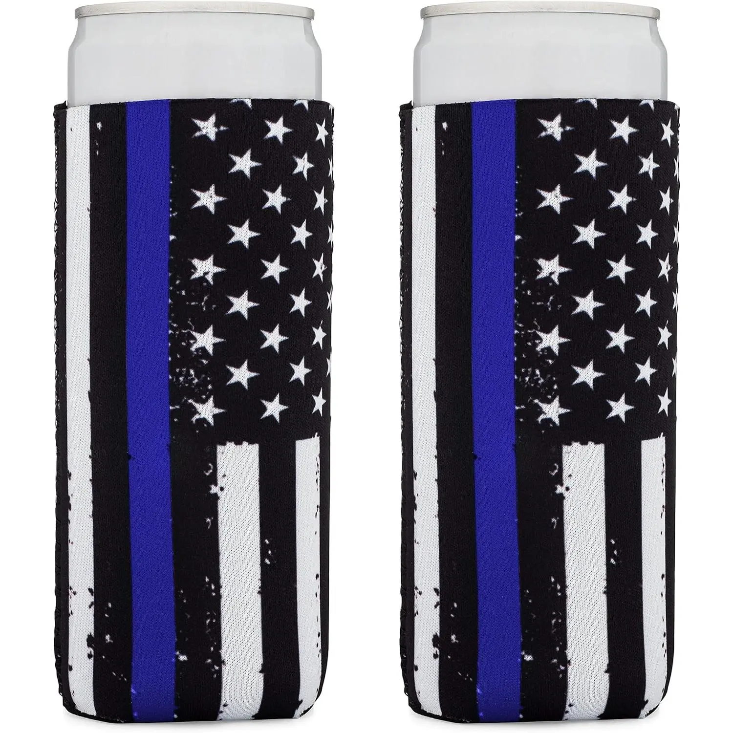 Products Thin Blue Line Collapsible  and Seltzer Can Sleeves - 2 Pack - Tall Slim Size 2 oz - 3mm Thick Regular and Slim ThinLineCoolerSleeve ThinLineCoolerSleeve