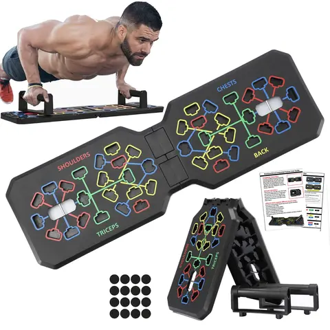 Lpxpass Push Up Board - Home Gym Adjustable Multifunctional Fitness Equipment with Push Up Bars, Larger Base Support, Color-Coded System, Fold-and-Go Gym for Unisex Targeted Muscle Bodyweight Training, Easy Setup, Effective Exercises, Flexible Use
