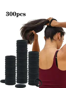20/100/300 pieces of women's black, stylish, simple, Durable, high-elasticity, and thickened hair ties. These all-season hair ties are suitable for daily wear and gifting, and can be used for sports, tying ponytails, and securing hairstyles.