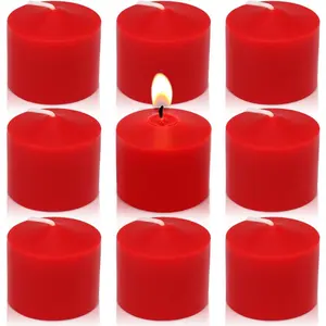 Red Votive Candles, 9 Packs Unscented Small Solid Colored Votives for Wedding, Holiday Party, Home Dinner Table Decoration (8 Hour), 1.5" D x 1.25" H