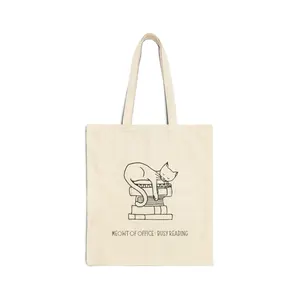 Bookish Cotton Canvas Tote Bag – Cat & Books Design | Meowt of Office | Reader Gift | Book Lover Bag | Librarian Teacher Tote