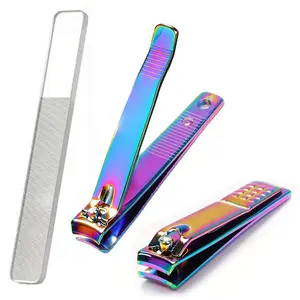 Premium Stainless Steel Nail Clipper Set, Fingernail and Toenail Cutters with Nail File, Sharp Effortless Clippers for Men & Women, Multicolored