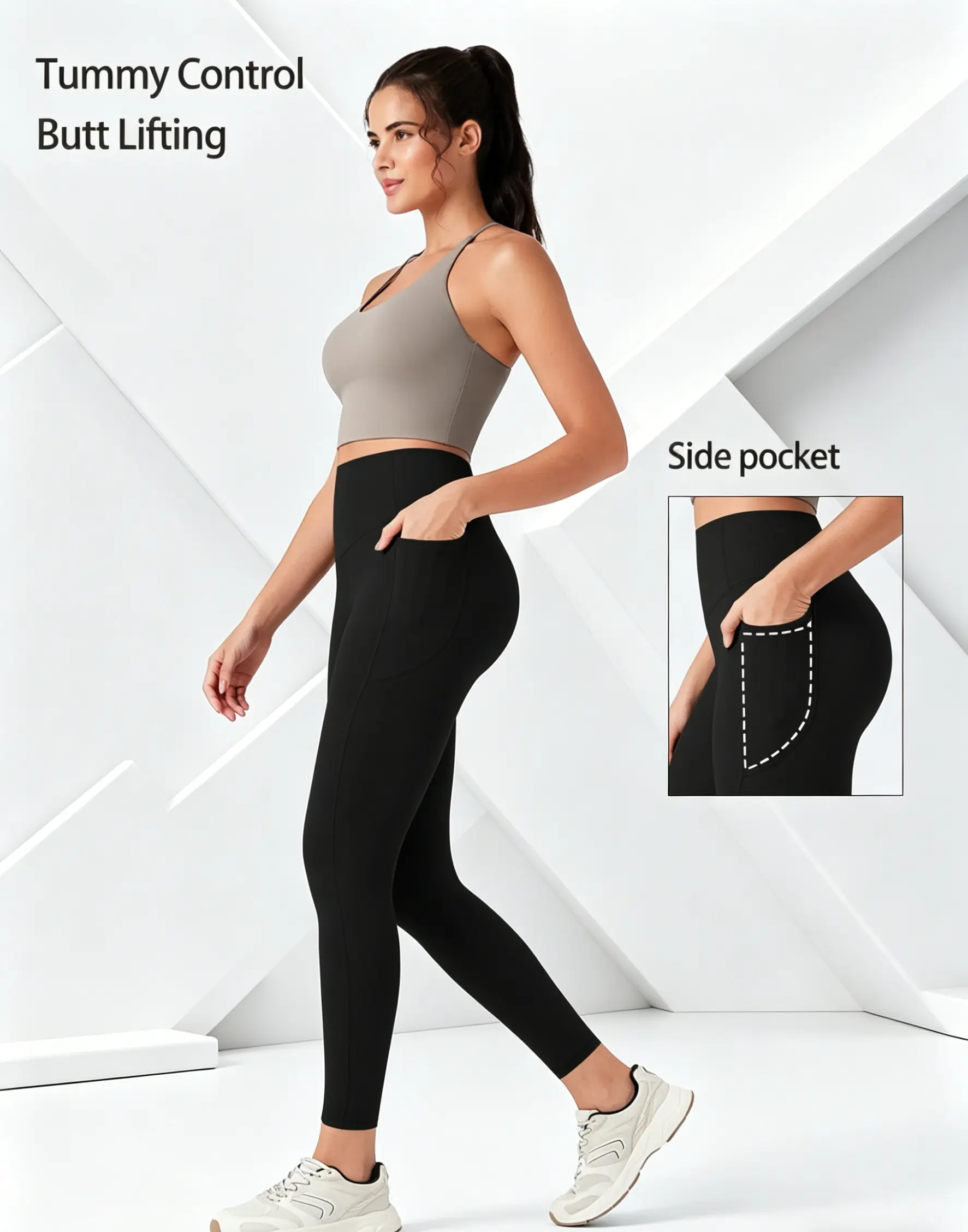 Women's High Waist Tight Yoga Back Drawstring Scrunch Leggings with Pockets Butt Lifting Breathable Moisture Wicking Stretch Slim Fit Workout Pants Squat Proof Non See Through Outdoor Running Jogging Hiking Gym Fitness Athletic Sportswear Bottoms, Breatha