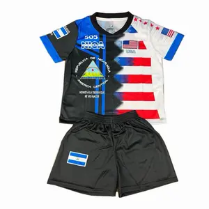 Nicaragua USA Soccer Set Black Unisex Jersey & Shorts
