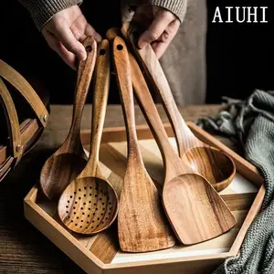 Wooden Utensils Set, 5/7/11pcs Non-stick Cooking Utensils, Kitchen Utensils Set for Home Use