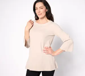 Isaac Mizrahi Live! Regular Pullover Sweater with Faux-Pearl Trim