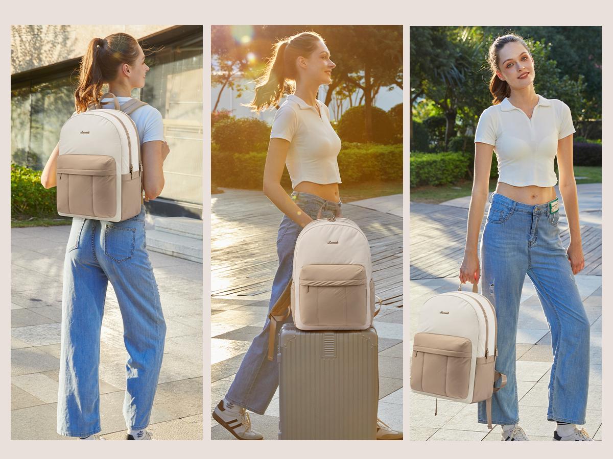 LOVEVOOK Puffer Laptop Backpack for Women Travel Work, Lightweight Quilted Laptop Backpack Purse, Work Back Pack for Women,  Cute Bookbag Teacher Nurse Laptop Bag Computer Backpack, Waterproof Casual Daypack,