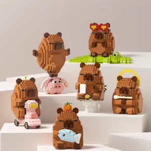 Cute Capybara Animal Building Blocks, Mini Figure Construction Kit, Creative DIY Model Toys for Kids, Relaxing Puzzle Assembly Gift for Birthday Christmas 3d printed t13 action