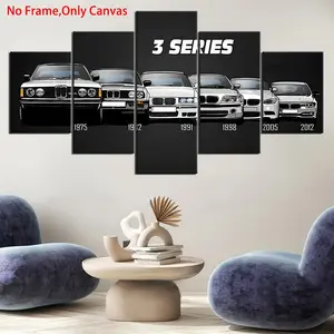 5-Piece Set Bmw Car Posters, Vintage Evolution HD Print, Modern Oil Painting Wall Art Home Decor, Living Room Decoration, No Frame