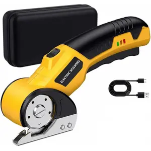 Cordless Electric Scissors - 4.2V Cardboard Cutter Electric with LED Light & Safety Lock, 2000mAh, 320RPM Rechargeable Box Cutter for Cardboard, Fabric, Carpet & Leather