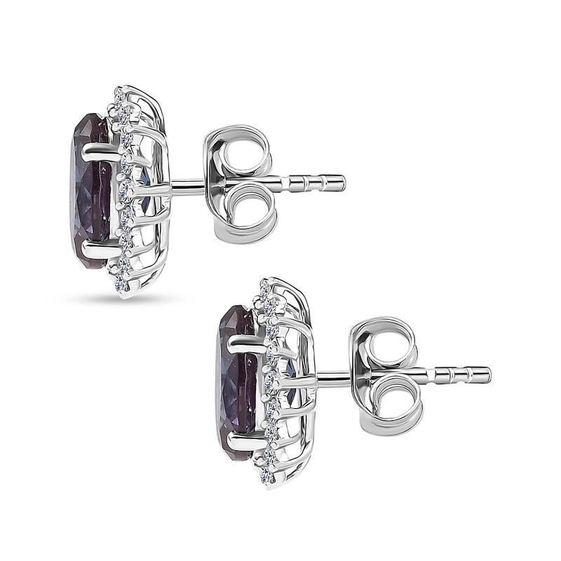 Certified & Appraised AAA Luxuriant Lab Grown Alexandrite and G-H SI Lab Grown Diamond 3.60 ctw Earrings in 10K White Gold Christmas Gifts