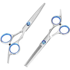 Hair Cutting Scissors and Thinning Shears, 6.5in Professional Stainless Steel Barber Scissors with Sharp Blades, Ergonomic Hairdressing Scissors for and Pets Hair Gift Adjustable Durable Friend Haircare Handle Lightweight   Silicone Teensgiftgiftgift