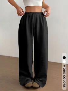 Women's Summer Boho Beach Pants, Casual Adjustable Drawstring Waist Linen Trousers, Fitted Natural Waist Long Regular Fit, Versatile for All Seasons, Bohemian