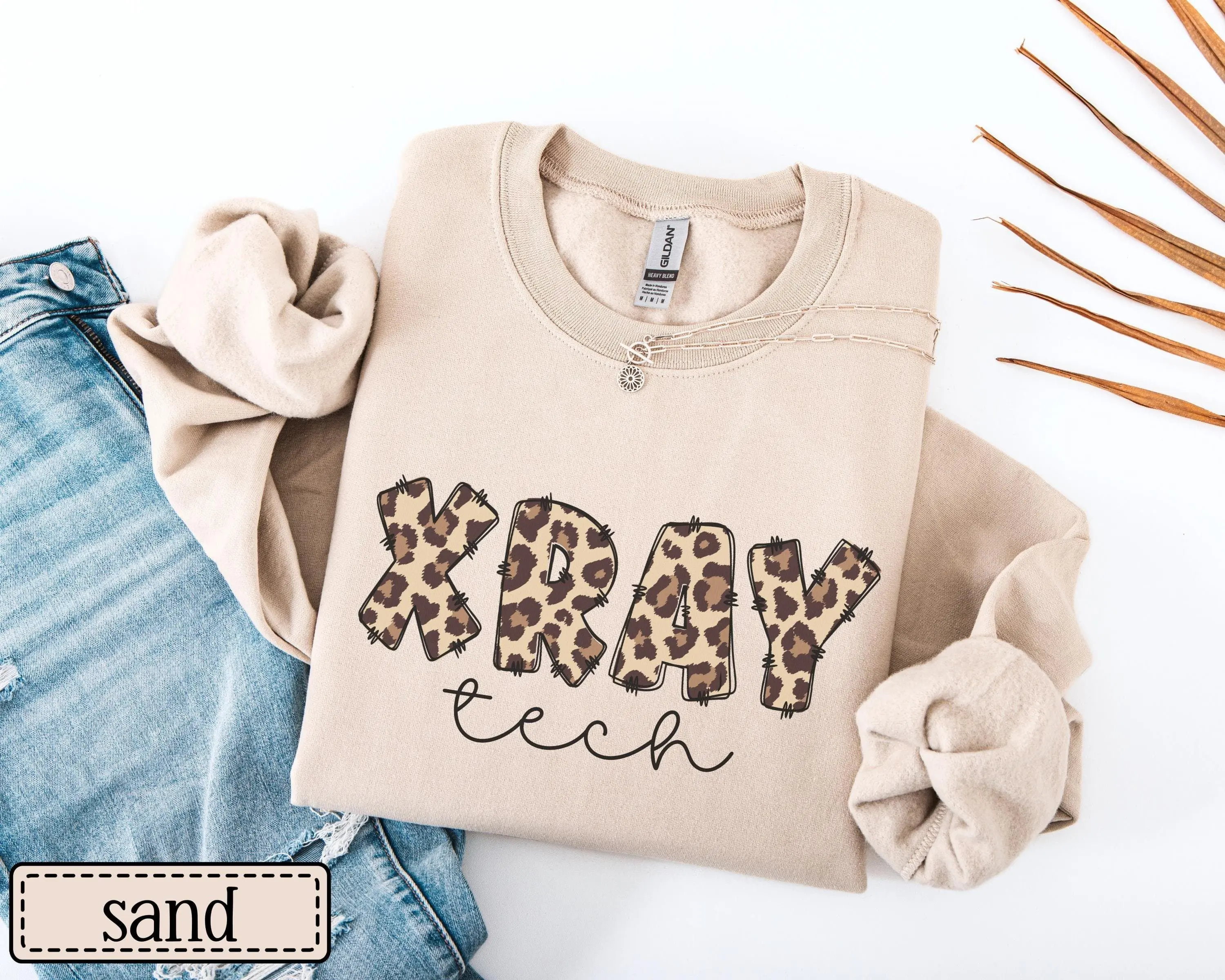 Xray Tech T-Shirt & Sweatshirt - XRAY Tech Work Sweater • Radiology Department Leopard Cheetah Crewneck • Rad Tech Gift • Xray Technologist Gifts