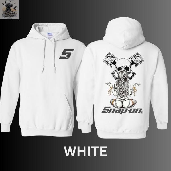 Snap-on 2025 Hoodie | Unique Skull and Piston Design | Mechanical Art Outfit for Men and Women