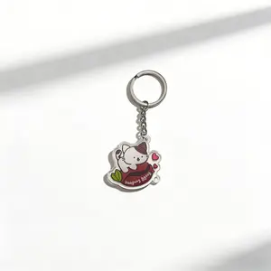 Acrylic 2D Coffee Bean Cat Keychain, Transparent Edge Design, Simple Coffee Bean Cat, Perfect Gift for Coffee Lovers, Backpack Decoration