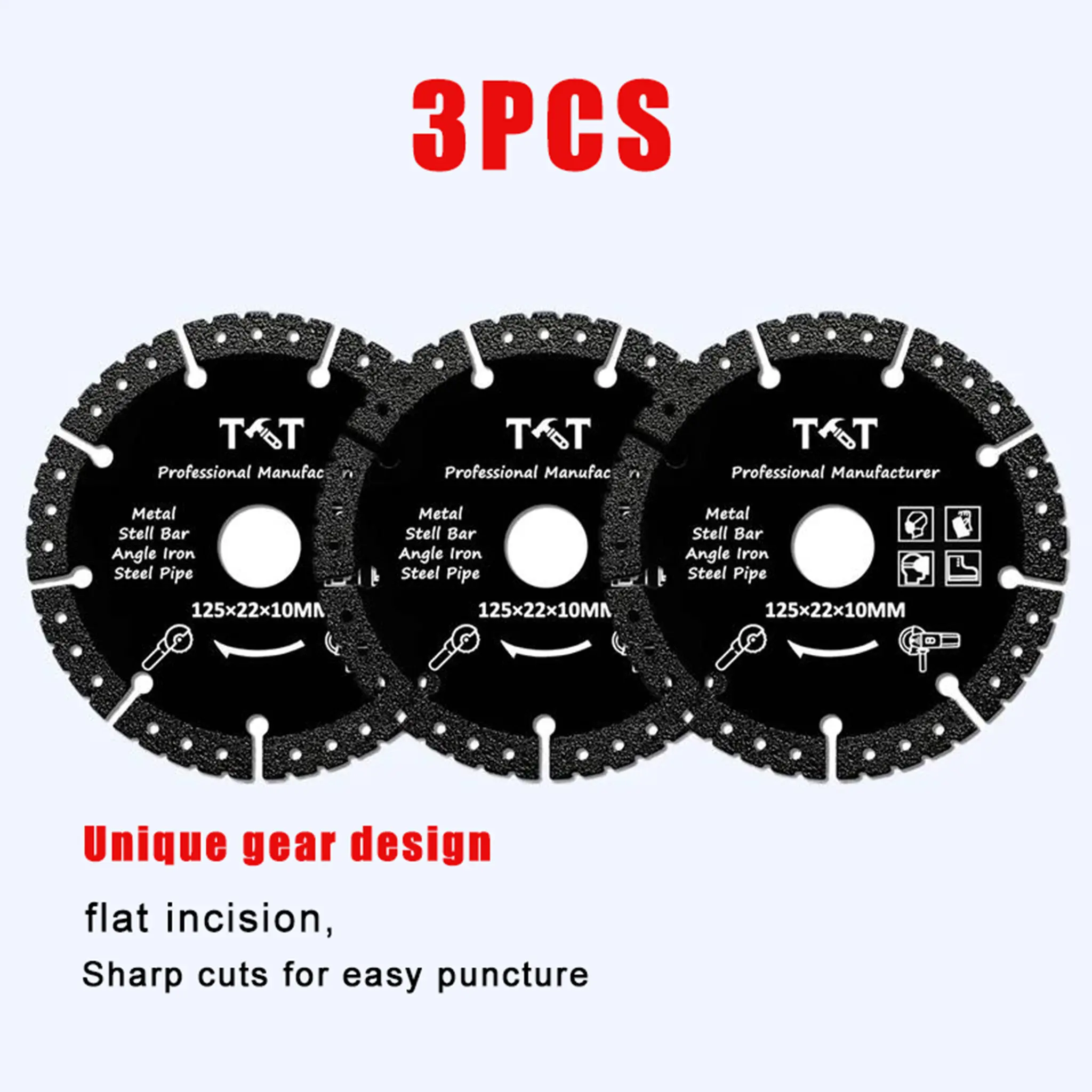 Diamond Blades 3-Pack 4.5" Diamond Multi-Purpose Saw Blades - Heavy-Duty Angle Grinder Discs for Cutting Marble/Quartz/Stone/Tile/Metal/Plastic (Black Teeth)