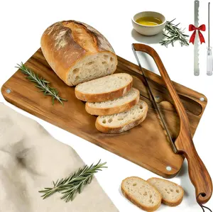 16" Bread Board Set - Bow Knife & Cutting Board with Crumb Tray, Non-Slip Pads, Magnetic Storage Bread Slicer for Homemade Bread, Bagels, Baguettes & Artisan Loaves, Ideal Baker's Gift