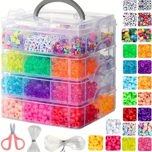 4800 Bead Jewelry Making Kit, Includes 15 Colors Pony Beads, Letter Beads, Polymer Clay Beads, Ideal for Bracelets, Hair Accessories, DIY Gifts