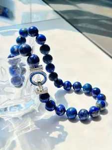 Natural Lapis Lazuli Gemstone Necklace Pendant Design, Adjustable Chain with Elegant Crescent Clasp, Gift Box Included, Unisex Islamic Style Jewelry