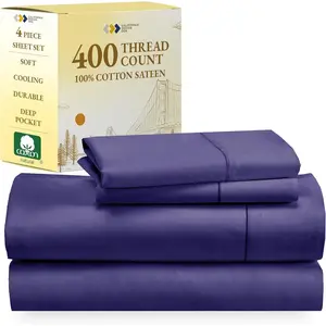 400 Thread Count Cotton King Sheets - Deep Pocket. California Design Den King Sheets.
