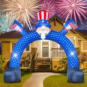 11FT 4th of July Inflatable Uncle Sam Archway with Built-in LED Lights – Patriotic Independence Day Blow Up Yard Decoration for Outdoor Indoor Lawn Garden Party Décor