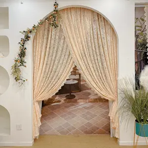 French Light Luxury Lace Cross Gauze Curtain, 2 Counts Transparent and Non-transparent Door Curtain, Home Decor for Living Room Bedroom, Home Decoration Curtain