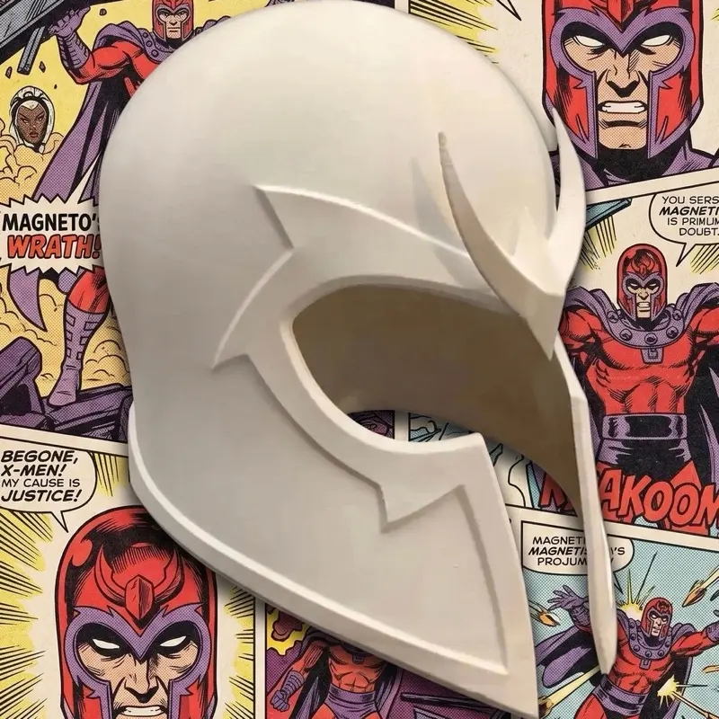 Baldwin Printing and Design Inc. Men's 3D Printed PETG Magneto Helmet Base - Customizable DIY Cosplay Accessory, White, Size 7-7.5, 10.6x6.5x9.2in, Fits Most, Creative Customization, Stylish Helmet Shape for Enthusiasts, Accessories