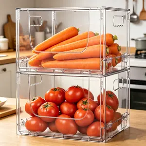 Transparent Large Foldable Storage Box, Open Design Toy Organizer, Snack Container with Lid, Vegetable and Fruit Sorter
