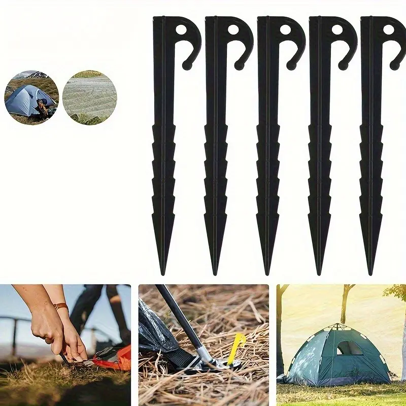 10pcs Heavy Duty Tent Stakes with Sharp Hooks - High-Refractive-Index Polymer Spiral Tent Pegs for Secure Camping and Tarp Setup, Camping Gear